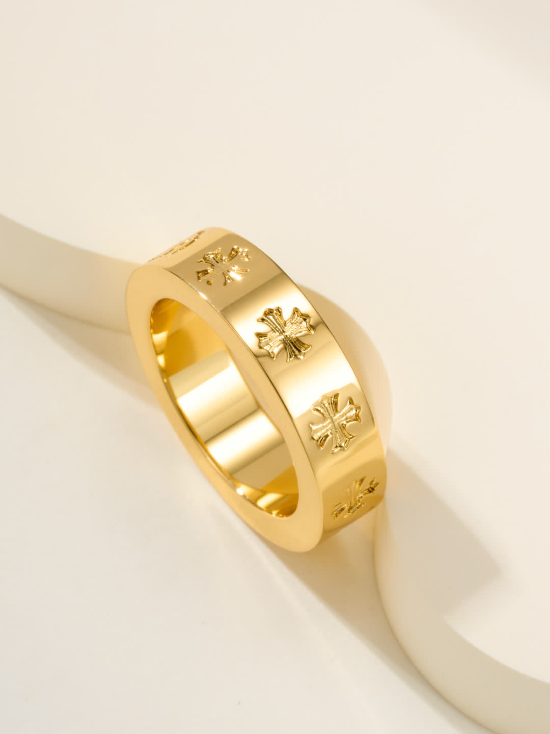 Chrome Hearts Gold Ring with Engraved Design